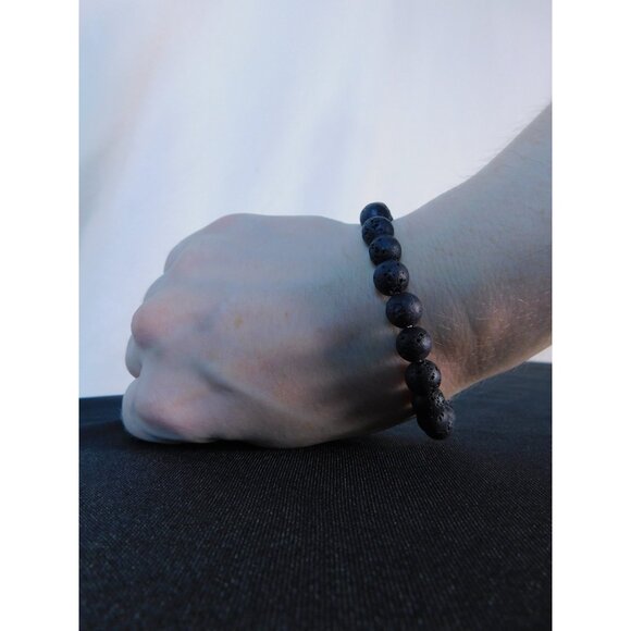Lava Rock Bead Bracelet Stretch Unisex Calming Energy Natural Stone Jewelry - Picture 11 of 12